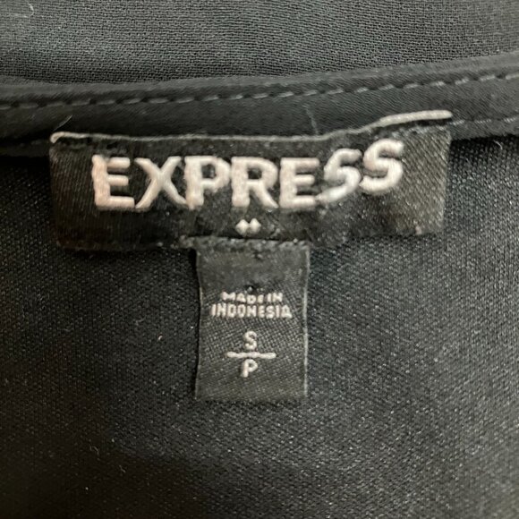 Express A Line Cocktail Dress Womens Black V-Neck Long Sleeve Elastic‎ Waist S - Picture 6 of 8